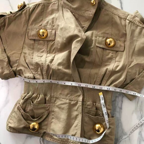 Balmain Tan Bomber Jacket with Gold Accents - Picture 6 of 6